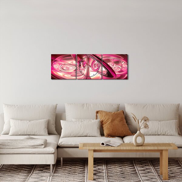 Slika ružičastih fraktala (sa satom) (90x30 cm)