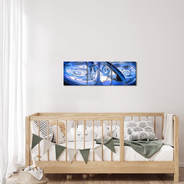 Plava apstraktna slika (sa satom) (90x30 cm)