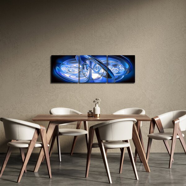 Plava apstraktna slika (sa satom) (90x30 cm)
