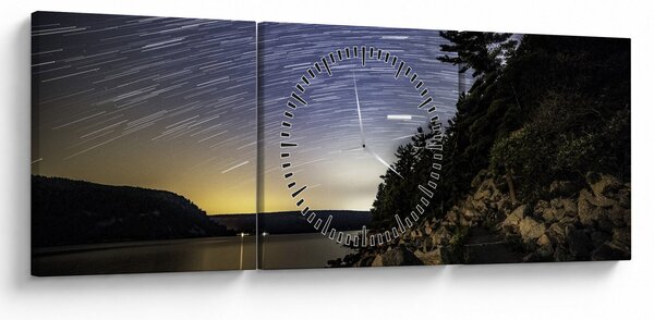 Slika - nebo u vrijeme zalaska sunca (sa satom) (90x30 cm)
