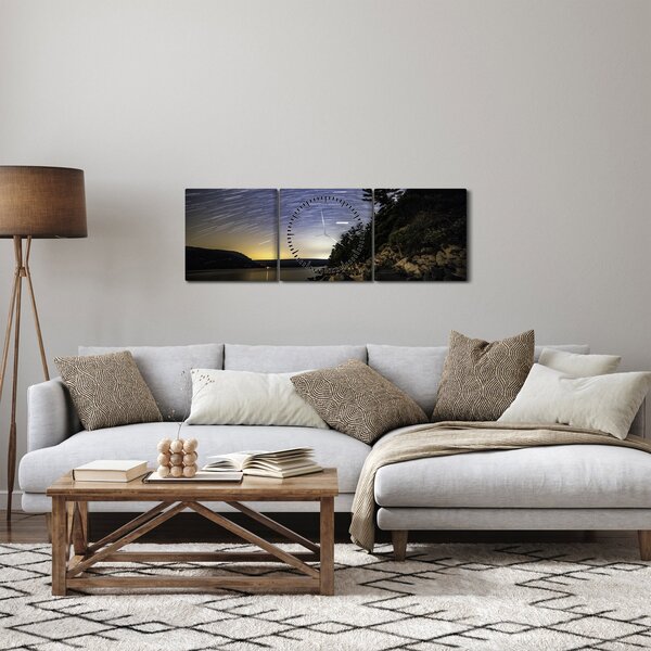 Slika - nebo u vrijeme zalaska sunca (sa satom) (90x30 cm)
