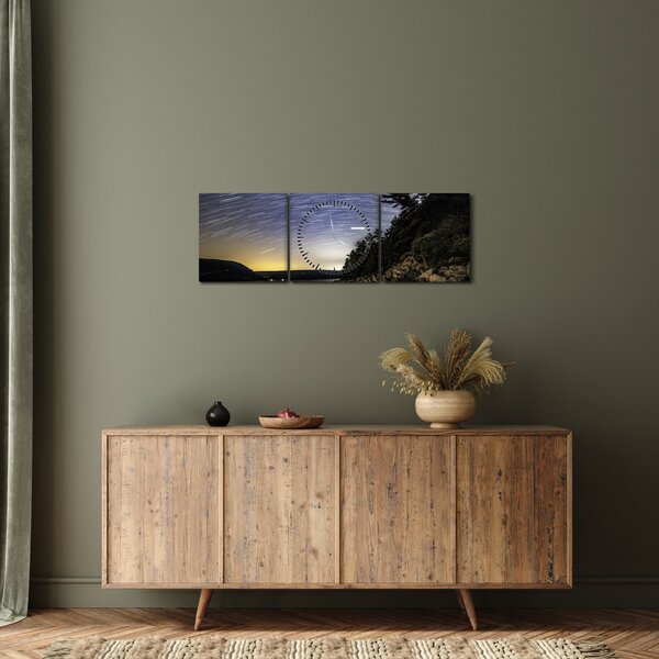 Slika - nebo u vrijeme zalaska sunca (sa satom) (90x30 cm)