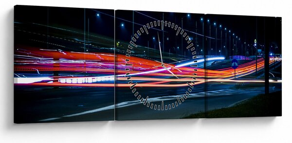 Slika noćnog grada (sa satom) (90x30 cm)