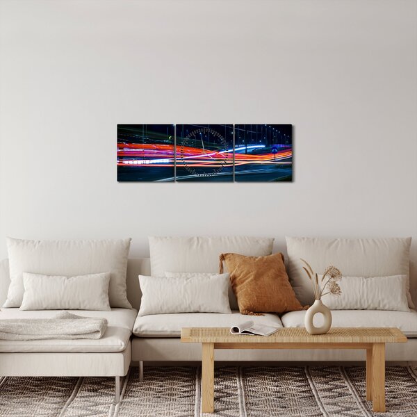 Slika noćnog grada (sa satom) (90x30 cm)