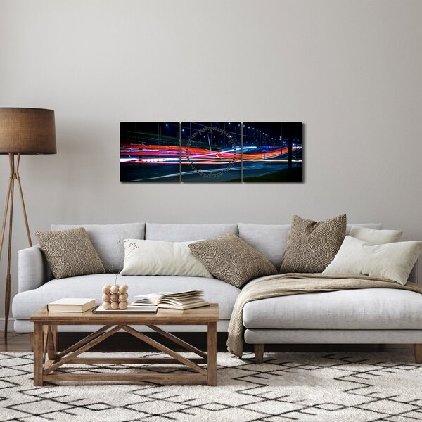 Slika noćnog grada (sa satom) (90x30 cm)