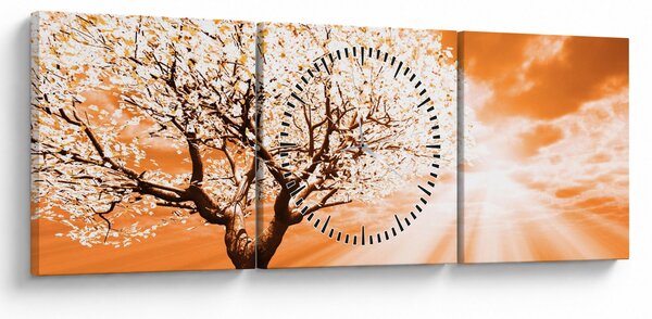 Narančasta slika stabla (sa satom) (90x30 cm)