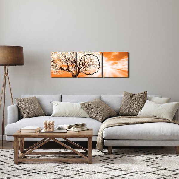 Narančasta slika stabla (sa satom) (90x30 cm)