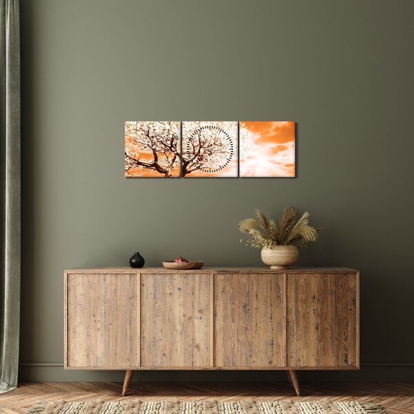 Narančasta slika stabla (sa satom) (90x30 cm)