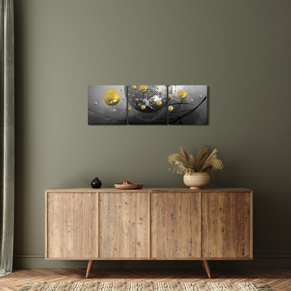 Slika zlatnih apstraktnih kugli (sa satom) (90x30 cm)