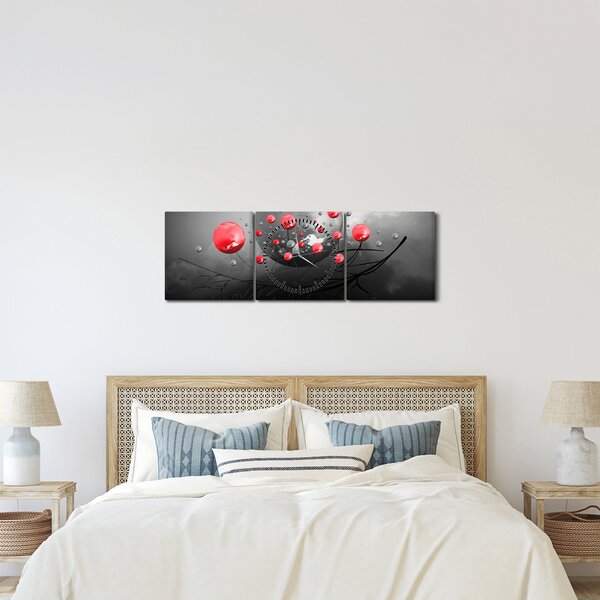 Slika crvenih apstraktnih kugli (sa satom) (90x30 cm)