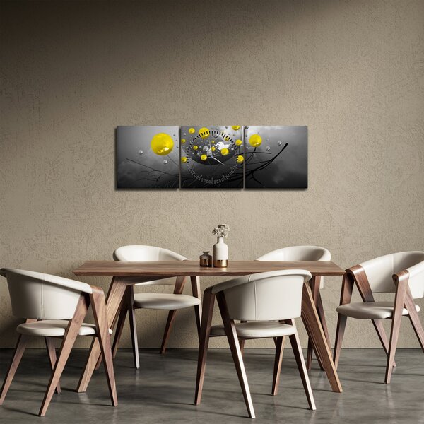 Slika - žute apstraktne kugle (sa satom) (90x30 cm)
