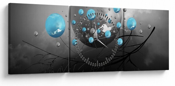 Slika - svijetlo plave apstraktne kugle (sa satom) (90x30 cm)