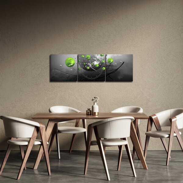 Slika zelenih apstraktnih kugli (sa satom) (90x30 cm)