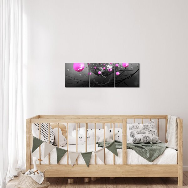 Slika ružičastih kugli (sa satom) (90x30 cm)