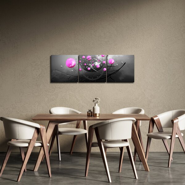 Slika ružičastih kugli (sa satom) (90x30 cm)