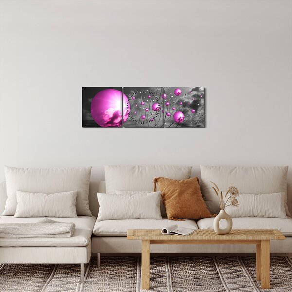 Slika ružičastih kugli (sa satom) (90x30 cm)