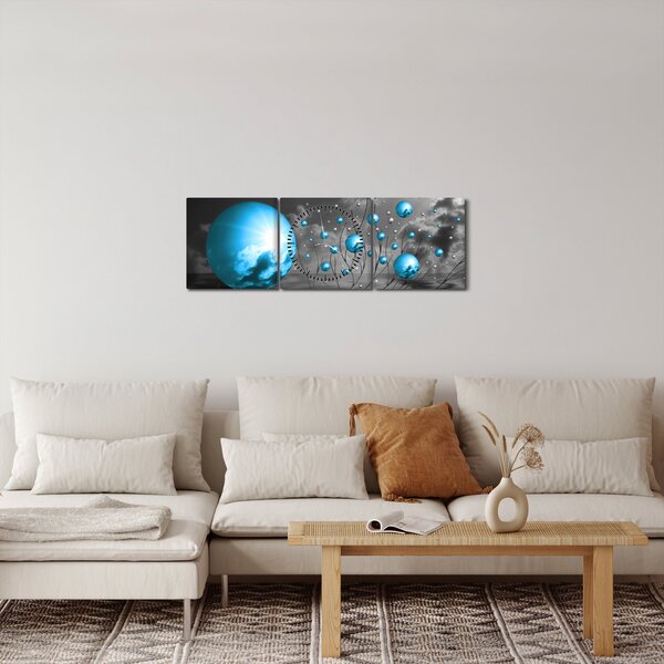 Slika svijetlo plavih kugli (sa satom) (90x30 cm)