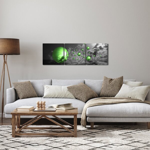 Slika zelenih apstraktnih kugli (sa satom) (90x30 cm)