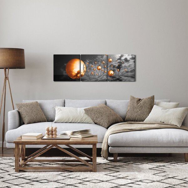 Slika narančastih apstraktnih kugli (sa satom) (90x30 cm)