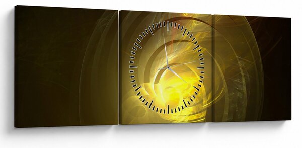 Slika žute apstraktne spirale (sa satom) (90x30 cm)