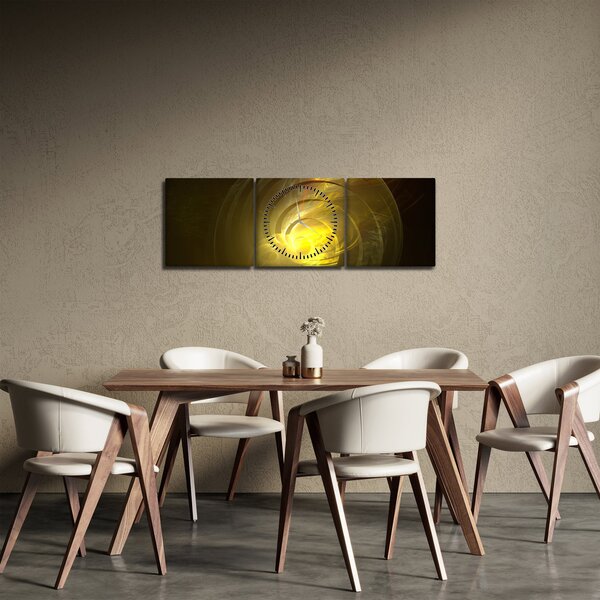 Slika žute apstraktne spirale (sa satom) (90x30 cm)