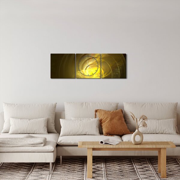 Slika žute apstraktne spirale (sa satom) (90x30 cm)