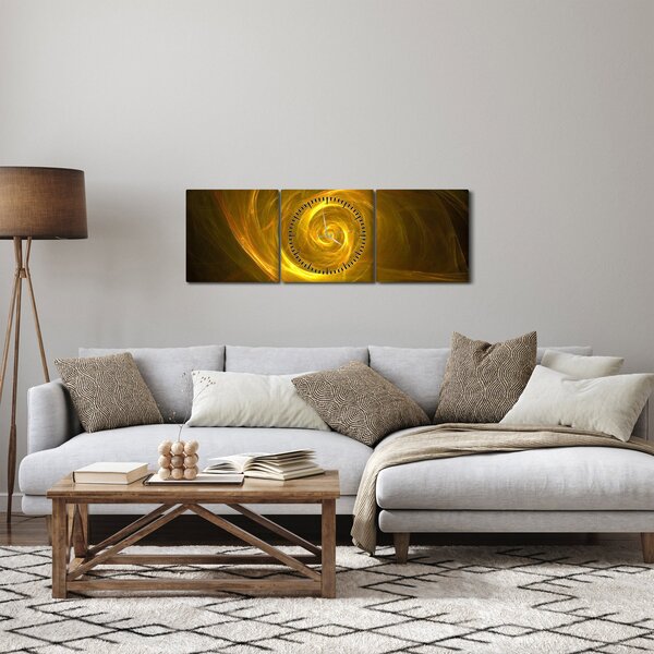 Slika apstraktne žute spirale (sa satom) (90x30 cm)