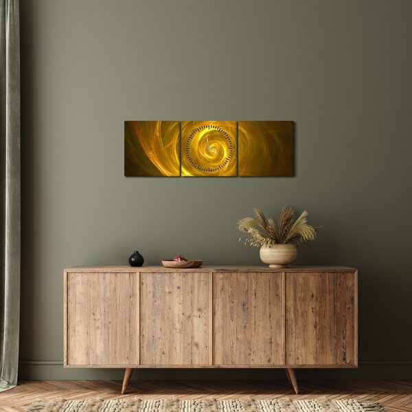 Slika apstraktne žute spirale (sa satom) (90x30 cm)