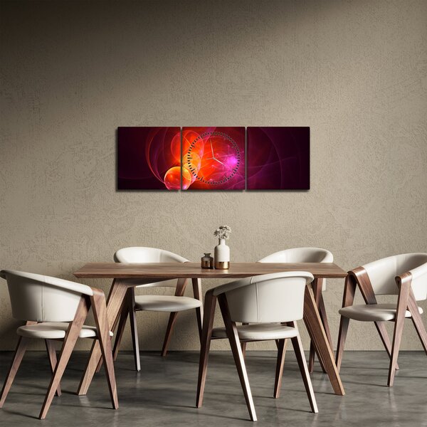 Moderna slika ružičaste apstrakcije (sa satom) (90x30 cm)