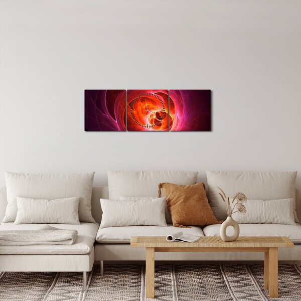 Moderna slika ružičaste apstrakcije (sa satom) (90x30 cm)
