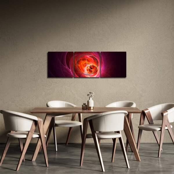 Moderna slika ružičaste apstrakcije (sa satom) (90x30 cm)