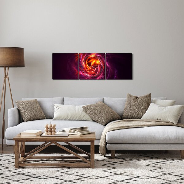 Slika svijetleće moderne apstrakcije (sa satom) (90x30 cm)