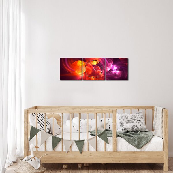 Slika moderne apstrakcije (sa satom) (90x30 cm)