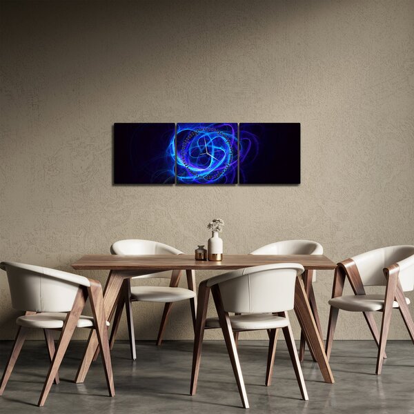 Slika plavog apstraktog klupka (sa satom) (90x30 cm)