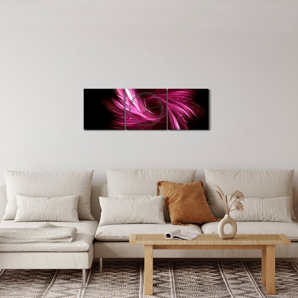 Slika - ružičasta apstrakcija (sa satom) (90x30 cm)