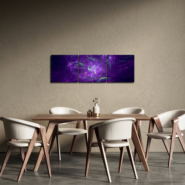 Slika - ljubičasta apstrakcija (sa satom) (90x30 cm)