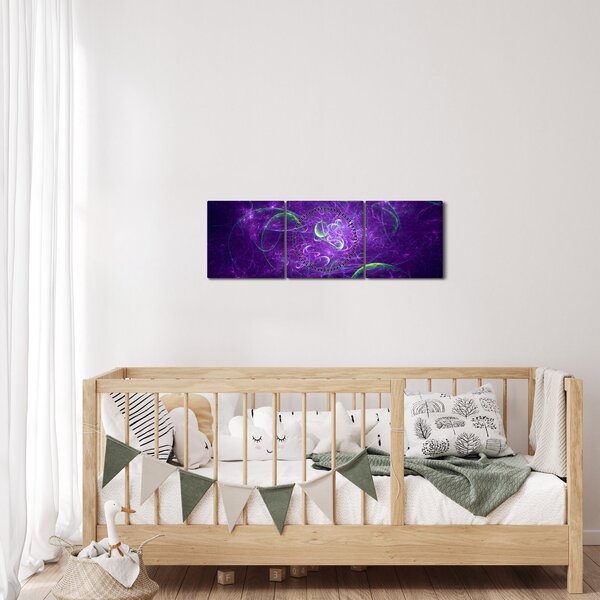 Slika - ljubičasta apstrakcija (sa satom) (90x30 cm)