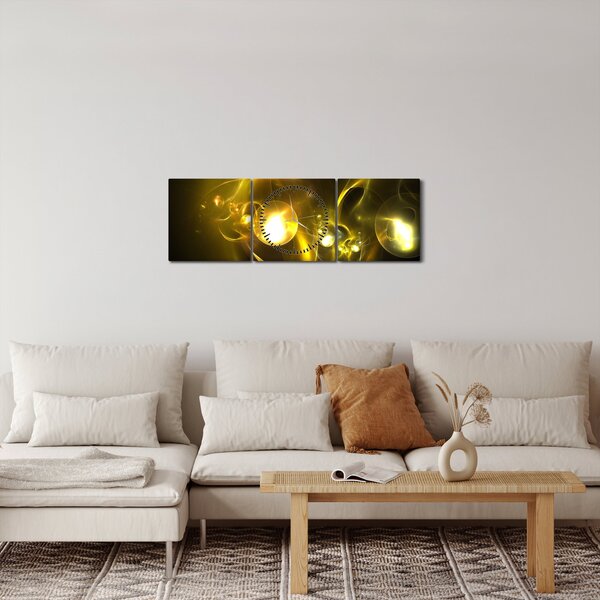 Apstraktna slina žutih kugli (sa satom) (90x30 cm)