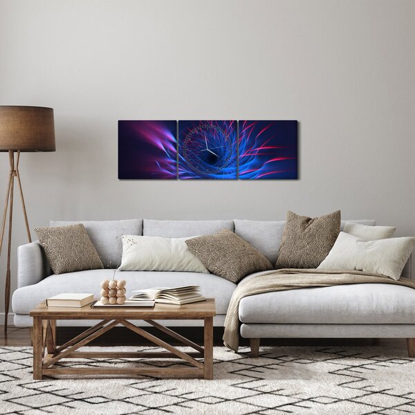 Slika - apstrakcija cvijeta (sa satom) (90x30 cm)