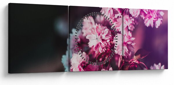 Slika cvijetova na stablu (sa satom) (90x30 cm)