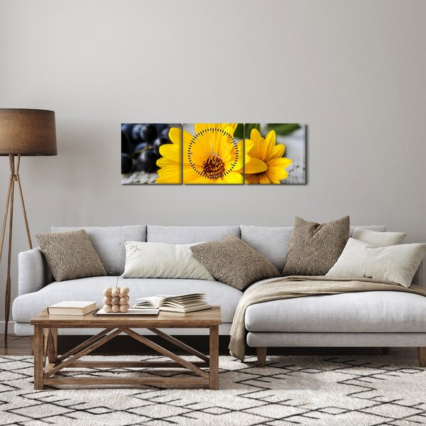 Slika žutog cvijeća (sa satom) (90x30 cm)