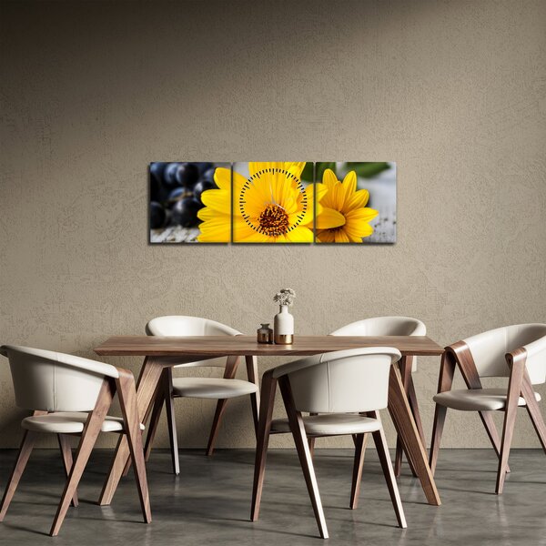 Slika žutog cvijeća (sa satom) (90x30 cm)