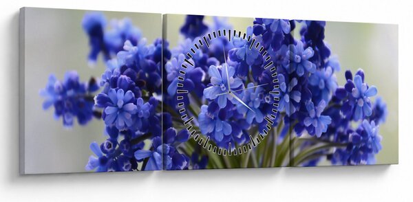 Slika buketa plavog cvijeća (sa satom) (90x30 cm)