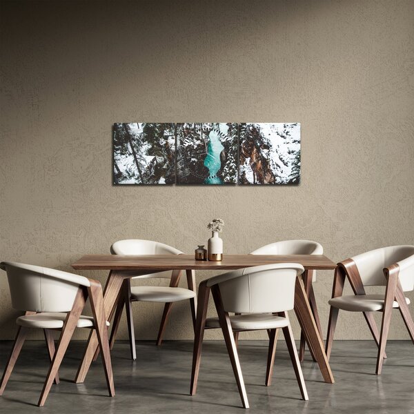 Slika - planinska rijeka zimi (sa satom) (90x30 cm)