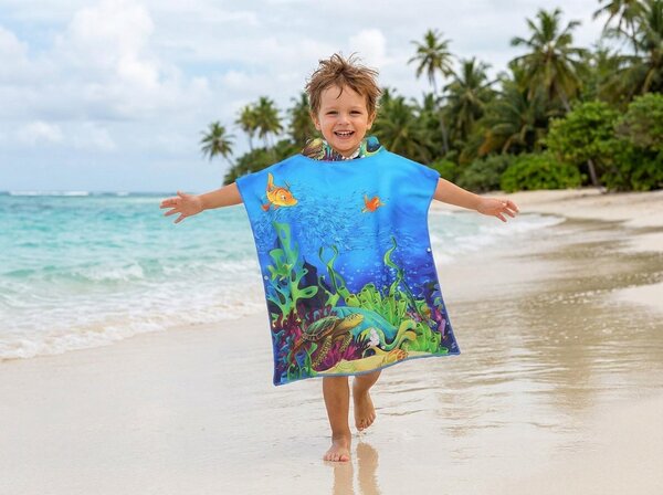 Dječje pončo LAGOON TREASURE šareno Dimenzije: 60 x 120 cm