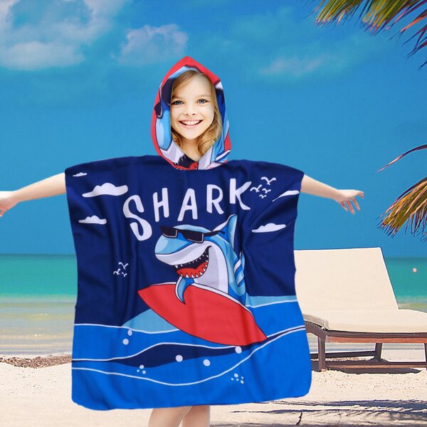 Dječje pončo SHARK plavo Dimenzije: 60 x 120 cm