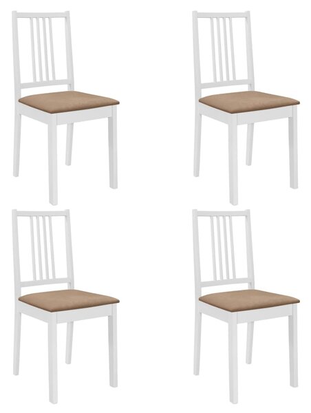 VidaXL Blagovaonske stolice od masivnog drva s jastucima 4 kom bijele