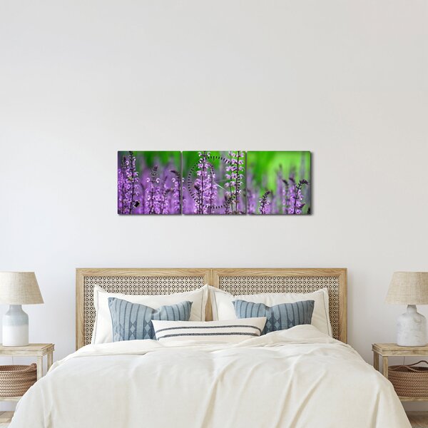 Slika ljubičastog livadskog bilja (sa satom) (90x30 cm)