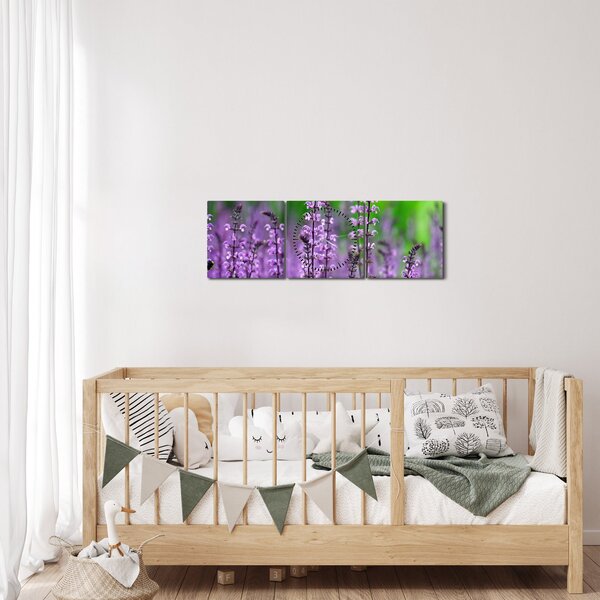 Slika ljubičastog livadskog bilja (sa satom) (90x30 cm)