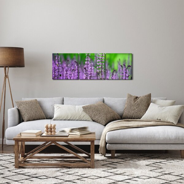 Slika ljubičastog livadskog bilja (sa satom) (90x30 cm)
